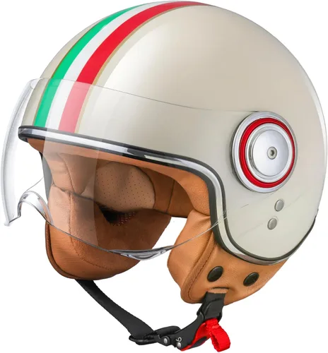 Casco de motocicleta de cara abierta para adultos, casco de cara media para motoneta para hombres, casco retro 3/4 Vespa, casco de motocicleta