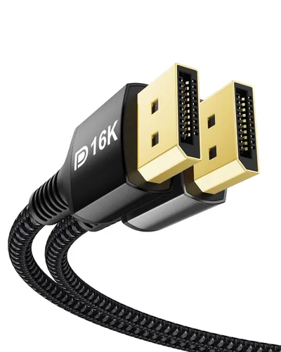 Miniatura 9 de Stouchi Cable DisplayPort 2.1 de 6.5 pies, cable DP 80Gbps [16K@60Hz, 8K@120Hz, 4K@240Hz, 1080P@360Hz] HDR, HDCP, DSC 1.2a, FreeSync G-Sync, cable