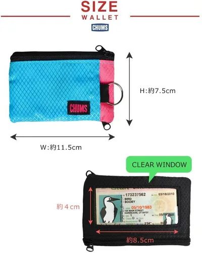 Miniatura 39 de Chums Surfshorts - Cartera minimalista ligera con cremallera y ventana de identificación transparente, resistente al agua con llavero