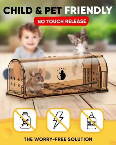 Miniatura 5 de Trampa humana para ratones para interiores y exteriores, paquete de 2 unidades, atrapa ratones y ratones, trampa pequeña para el hogar, trampa