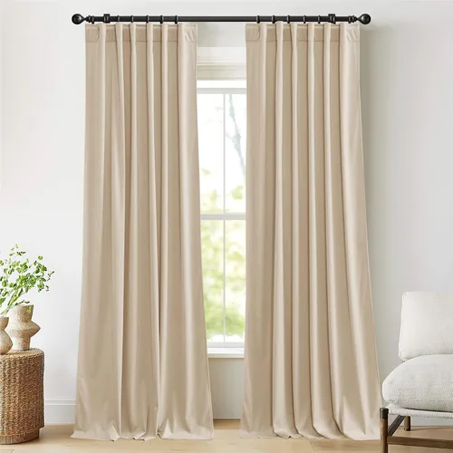Miniatura 58 de NICETOWN Cortinas blancas extralargas de 144 pulgadas para telón de fondo, cortinas de terciopelo con aislamiento térmico y reducción de ruido
