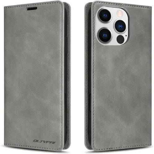Miniatura 66 de QLTYPRI Funda para iPhone Air, Funda de piel sintética premium TPU parachoques con tarjetero Kickstand adsorción magnética oculta a prueba de golpes