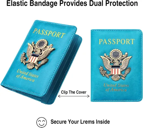 Miniatura 5 de Tarjetero para pasaporte, Azul-cielo, Bloqueo RFID