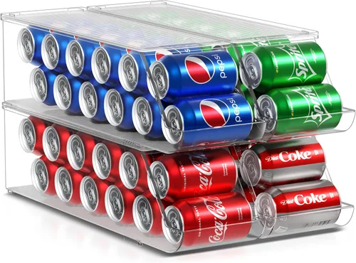 Miniatura 8 de Sorbus Organizador de latas de soda para refrigerador, dispensador de latas apilable con tapa para refrigerador, despensa, congelador, capacidad