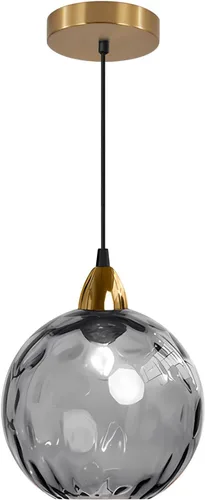 Miniatura 10 de BOKT Moderna Lámpara Colgante de Vidrio Azul Accesorio de Luz Latón Cepillado Dorado Globo Iluminación Colgante 1 Luz Bola Grande Redonda Lámpara