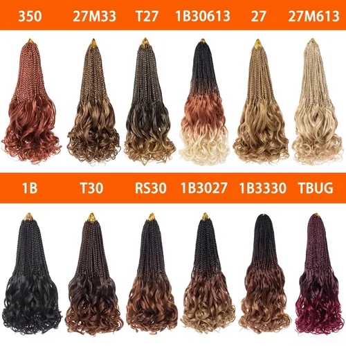 Miniatura 5 de ZRQ 8 paquetes de trenzas de ganchillo rizadas francesas de 14 pulgadas, trenzas de caja de diosa, cabello rizado francés degradado marrón degradado