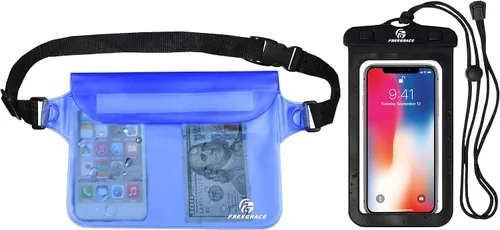 Miniatura 18 de Freegrace Juego de bolsas impermeables con correa para la cintura/funda para mantener tu teléfono y objetos de valor secos y seguros. Bolsas secas