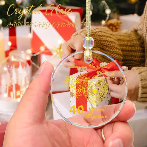 Miniatura 3 de Adorno de boda del 40 aniversario 2024, adorno de cristal de 40 años como decoración de aniversario de boda, recuerdo coleccionable de aniversario