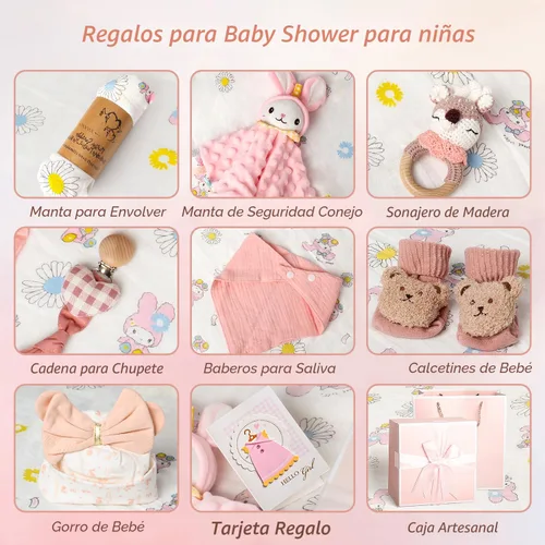 Miniatura 2 de Strawberry Fairy Juego de Regalo de 10 Piezas para Bebés Niñas, Artículos Esenciales para Recién Nacidos Regalos para Bebé Niña, Cesta de Regalo