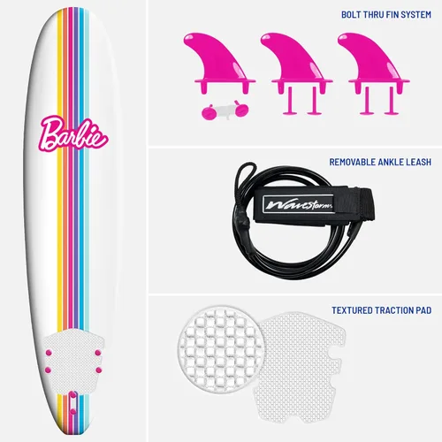 Miniatura 9 de Barbie™ Signature - Tabla de surf de 8 pies de Wavestorm Cubierta superior gráfica con parte inferior lisa de alta densidad para niños y adultos