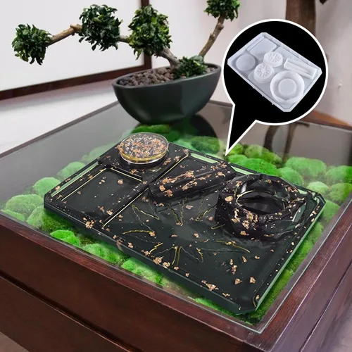 Miniatura 2 de Molde de bandeja rodante de 5 piezas para molinillo de resina para moler y almacenamiento, kit de moldes de silicona grandes para bricolaje