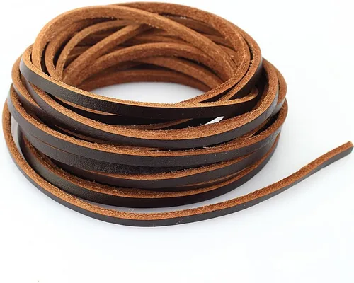 Miniatura 15 de (TM) Cordón de cuero genuino plano de 3 mm para trenzado, negro (5 yardas)