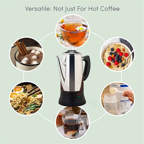 Miniatura 3 de SOTECH Percolator - Cafetera eléctrica con mango Cool Touch, perilla de progreso de preparación transparente (12 tazas)