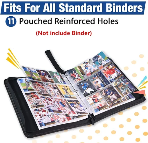 Miniatura 4 de Carpeta de 900 bolsillos, páginas de tarjetas coleccionables de carga superior para carpeta de 3 anillos, fundas transparentes de doble cara