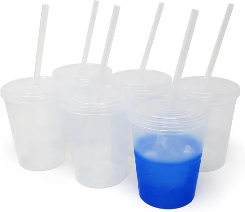 Miniatura 12 de Rolling Sands Vasos de plástico reutilizables para estadios con tapas, paquete de 6, vasos y tapas fabricados en Estados Unidos, incluye 6 popotes