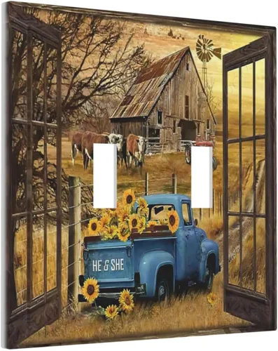 Miniatura 165 de Rainbow in the Clouds - Placas de Pared de Doble Interruptor de 2 Posiciones, Panel de Arte Rosa, Cubierta de Interruptor de Luz, Placa Frontal Arco