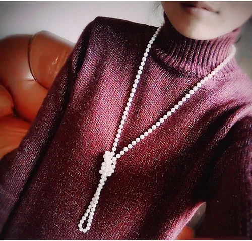 Miniatura 5 de JKJF Collar de perlas de los años 20, collar largo de perlas de imitación de moda, collar largo de cuentas de aleta, collar retro para mujeres
