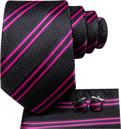 Miniatura 116 de Hi-Tie Corbata clásica de cachemira para hombre con pañuelo y gemelos a cuadros