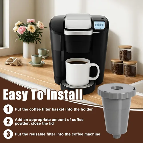 Miniatura 6 de Podoy Filtros de café reutilizables compatibles con B30 B40 B50 B60 B70 K10 MINI Plus K15 K40/45 K55 K60/65 K70/75/79 series 5048 Old Mode Gris