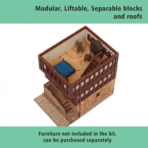 Miniatura 7 de Casa en Fila Ámbar, kit de construcción de madera DIY para adultos, adecuado para jugar - Realista