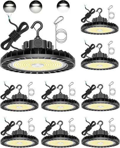Miniatura 19 de 150W UFO LED alta luz de la bahía 22500LM ETL listado alta bahía LED tienda luces 5000K 0-10V regulable para almacén garaje AC100-277V