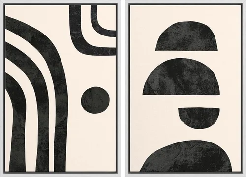 Miniatura 100 de SIGNWIN Lienzo enmarcado para pared, ilustraciones abstractas texturizadas en tonos beige terrosos, arte moderno, decorativo, contemporáneo