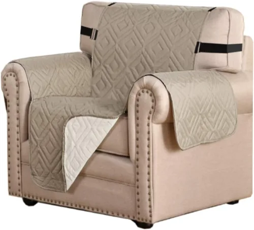 Miniatura 72 de H.VERSAILTEX Funda reversible para silla, protector de muebles antideslizante, resistente al agua, con correas elásticas de 2 pulgadas