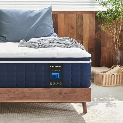 Colchón individual de 12 pulgadas, espuma cómoda de múltiples capas y bobina para soporte de espalda | Medium Firm Hotel Collection Hybrid Sleep