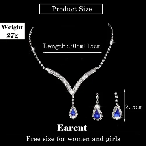 Miniatura 4 de EARENT Conjunto de joyas azul real collares de boda para mujer