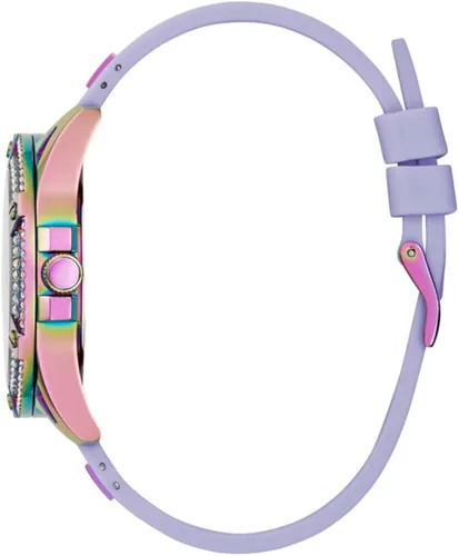 Miniatura 7 de GUESS Reloj para mujer de 1.57 pulgadas, correa morada, esfera lavanda, caja iridiscente, Púrpura
