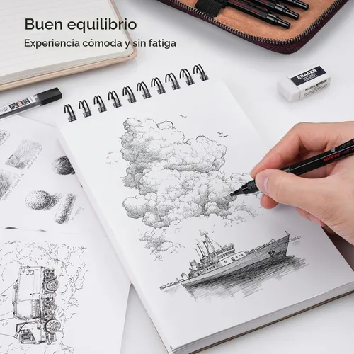 Miniatura 7 de Nicpro - Juego de 20 portaminas metálicos negros en estuche de cuero, lápices de dibujo de 0.01 pulgadas, 0.02 pulgadas, 0.03 pulgadas, 0.035