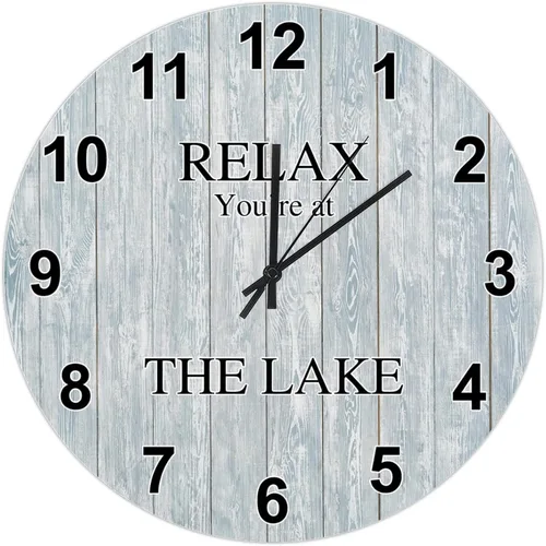 Miniatura 12 de UFunhome Reloj de pared de granja Lake Relax You're at The Lake Silent Non-Ticking Vintage Country reloj de grano de madera a pilas para el hogar