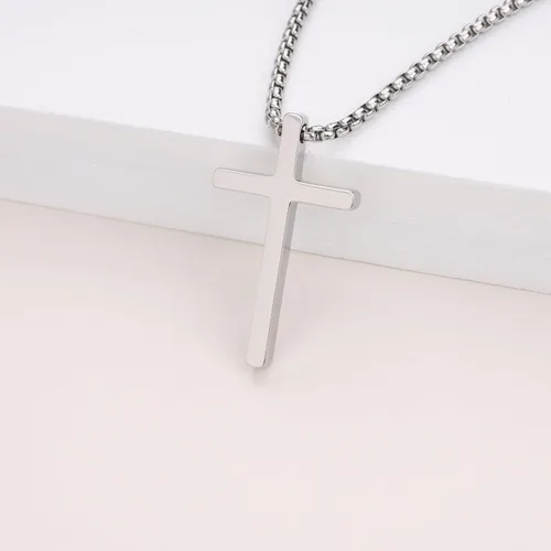 Miniatura 4 de GAVU Collar de cruz cristiana para hombre, collar con colgante de cruz de acero inoxidable plateado y negro dorado para hombres y mujeres