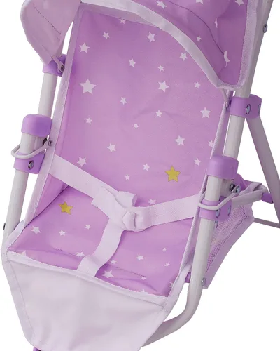 Miniatura 9 de Olivia's Little World Cochecito de Muñeca Bebé estilo jogging con toldo, cinturón de seguridad y espacio de almacenamiento, morado y blanco