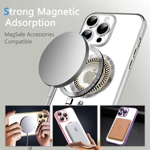 Miniatura 136 de Misscase Funda magnética con purpurina para iPhone 11 compatible con MagSafe, protección completa, delgada, a prueba de golpes, antiarañazos