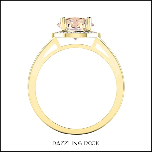 Miniatura 220 de Dazzlingrock Collection Anillo de compromiso redondo de 0.276 in con halo de diamante blanco y vástago dividido para ella en oro macizo de 14