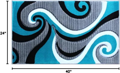 Miniatura 2 de Masada Sophia Collection Tapete de Bienvenida Tallado a Mano Moderno Contemporáneo Turquesa Blanco Gris Negro, Tapete de Puerta, Alfombra de Baño