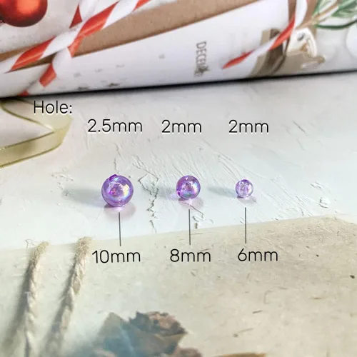 Miniatura 3 de 400 cuentas de burbujas acrílicas redondas de 0.315 pulgadas (0.315 in), cuentas espaciadoras sueltas de plástico colorido para manualidades, Morado