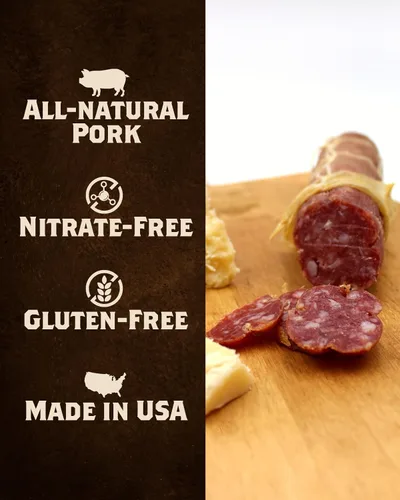 Miniatura 3 de Fortuna's Parmigiano Salami - Sin nitratos y gluten, cerdo totalmente natural, curado en seco, fabricado en Estados Unidos con queso parmigiano