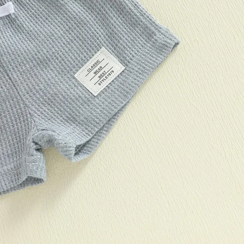 Miniatura 7 de Ropa de bebé niño sin mangas + pantalones cortos con estampado a rayas con bolsillos, 2 piezas de trajes de verano