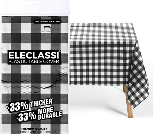 Miniatura 26 de Eleclassi Negro Paquete de 12 Manteles Redondos de Plástico Desechables Premium - Manteles de Mesa de Plástico Redondos de 84 Pulgadas para Fiestas