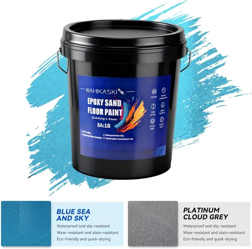 Miniatura 7 de Pintura Epoxi de Arena Coloreada para Suelos, Pintura Epoxi para Suelos de Concreto, Revestimiento Autonivelante de Efecto Mármol de Alto Brillo