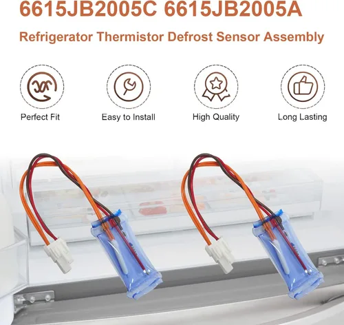 Miniatura 7 de 6615JB2005C - Conjunto de sensor de descongelación de termistor para LG Kenmore frigorífico, termostato de descongelación, reemplazo 6615JB2005A
