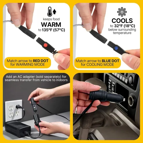 Miniatura 6 de Koolatron Enfriador/calentador eléctrico de 12 V, refrigerador termoeléctrico de automóvil de 38 L (40 qt), puerta reversible, conexión de 12