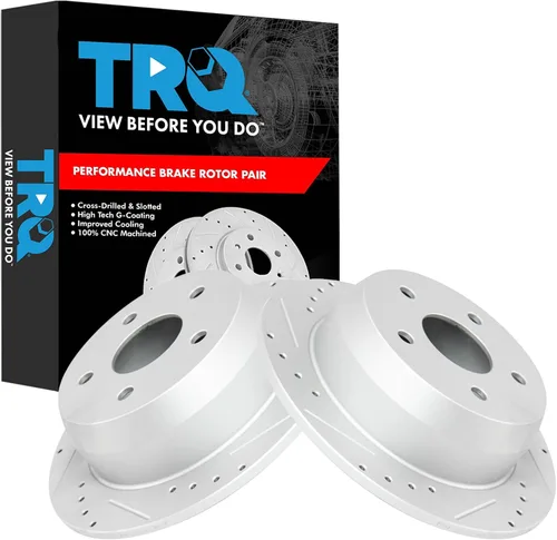 Miniatura 200 de TRQ Juego de rotores de freno de rendimiento trasero con revestimiento G premium compatible con Mazda 6 2014-2021