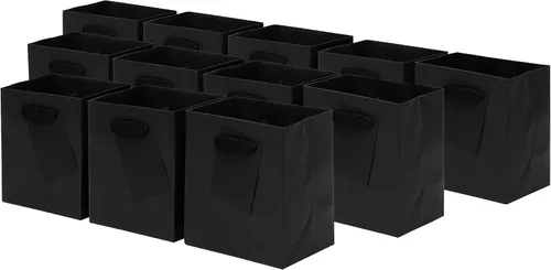 OccasionALL Bolsas de regalo negras pequeñas, bolsas de regalo de Navidad con asas para tarjetas de regalo de vacaciones, cumpleaños, bodas,