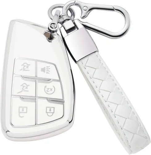 Miniatura 12 de Funda para Llavero de Chevy con Llavero Carcasa Suave de TPU Portallaves Compatible con Chevrolet Suburban Tahoe Silverado 1500 2021 2022 2023