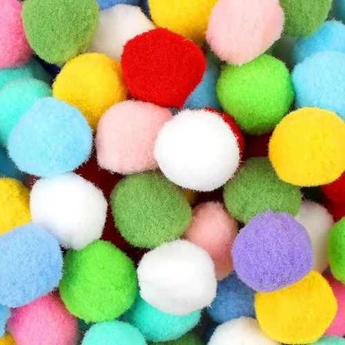 Phinus 200 pompones de 1 pulgada para manualidades, pompones suaves y esponjosos, para decoración de manualidades y manualidades (multicolor a