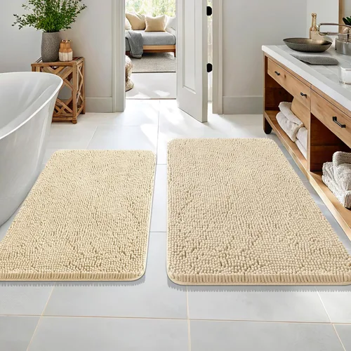 Miniatura 193 de OLANLY Juego de alfombras de baño de 2 piezas, alfombras de baño de chenilla suave y absorbente y alfombra de contorno en forma de U para inodoro