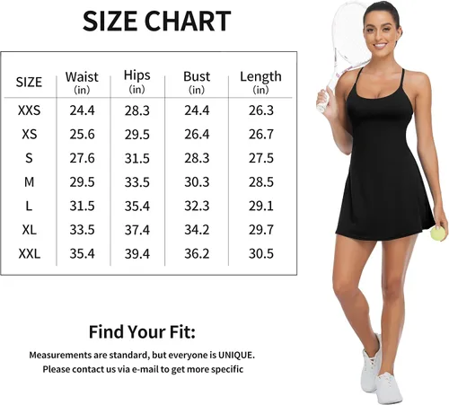 Miniatura 6 de Workout Tennis Dress for Women with Built-in Bra Shorts, Adjustable Shoulder Straps and Pockets